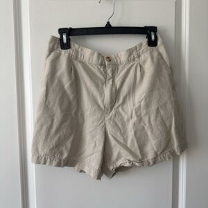 Time and Tru Beige High-Rise Cotton Blend Shorts